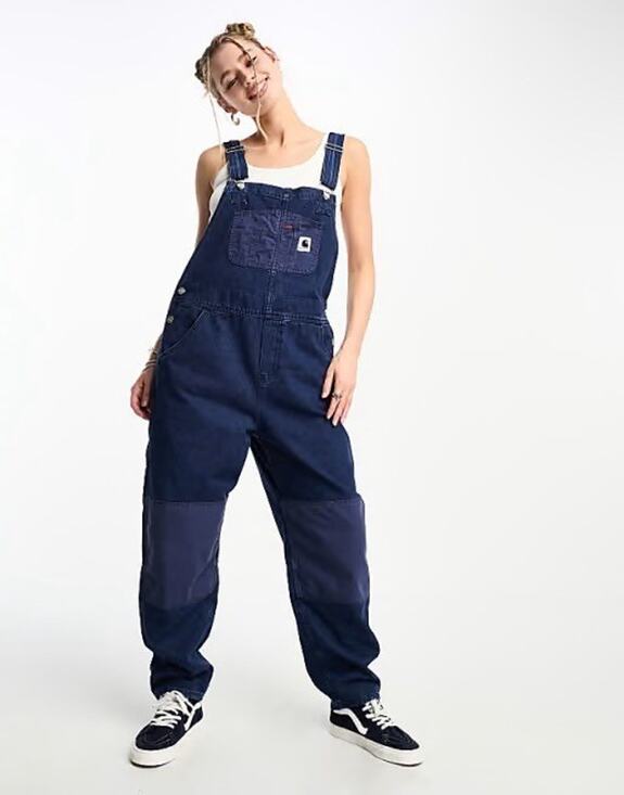 Carhartt Pants - Carhartt Work In Progress WiP Women’s XS Alma Blue Bib Overalls Straight Leg EUC